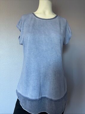 Dantelle Light Blue Women's Short Sleeve Layered Hem Top